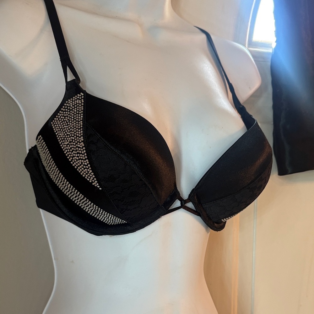 VS Black Rhinestone Bombshell Accent Push-Up Bra - Women Intimates